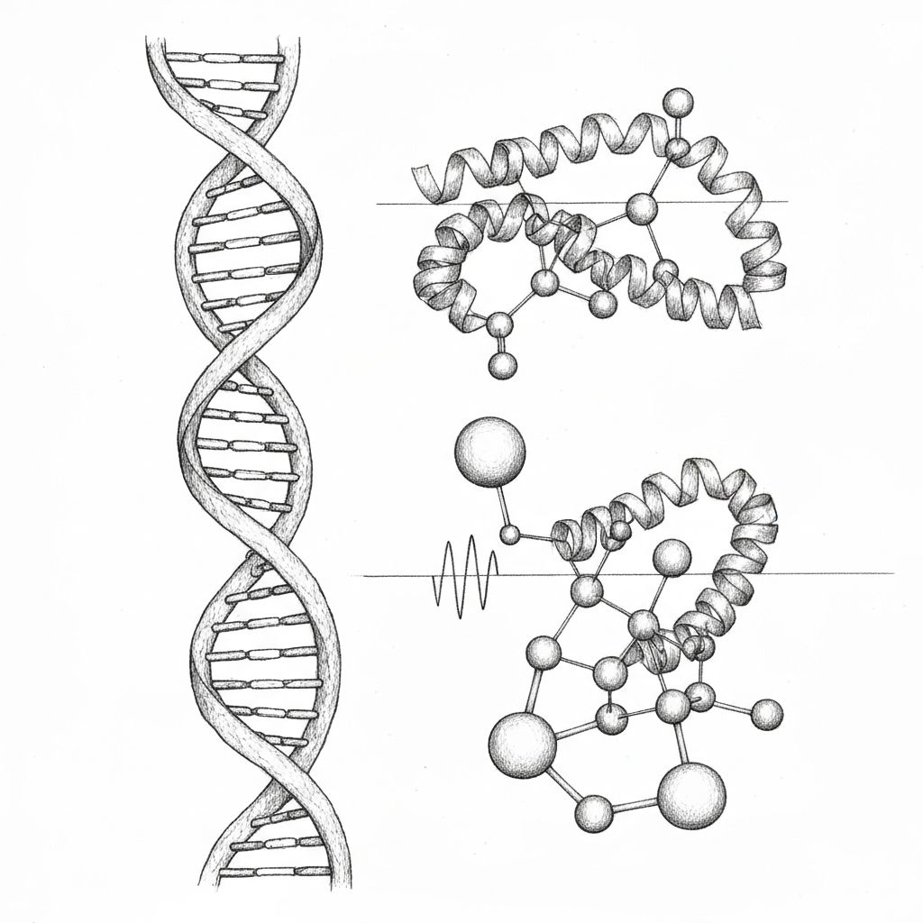 Quantum biology molecular sketch